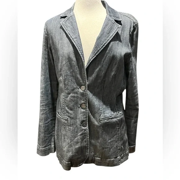 From Nine West Jeans denim 3 button front blazer - Picture 5 of 12